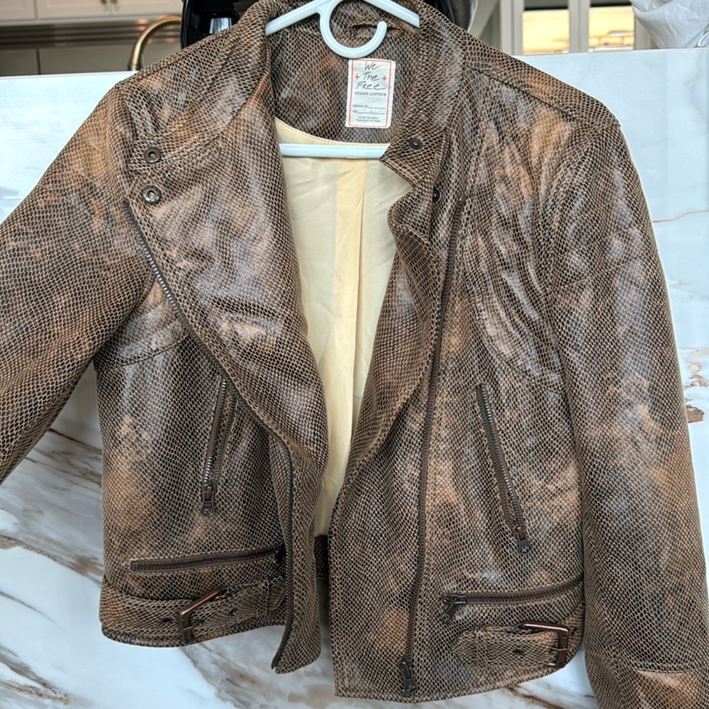 Free People Snake Skin Leather Blazer